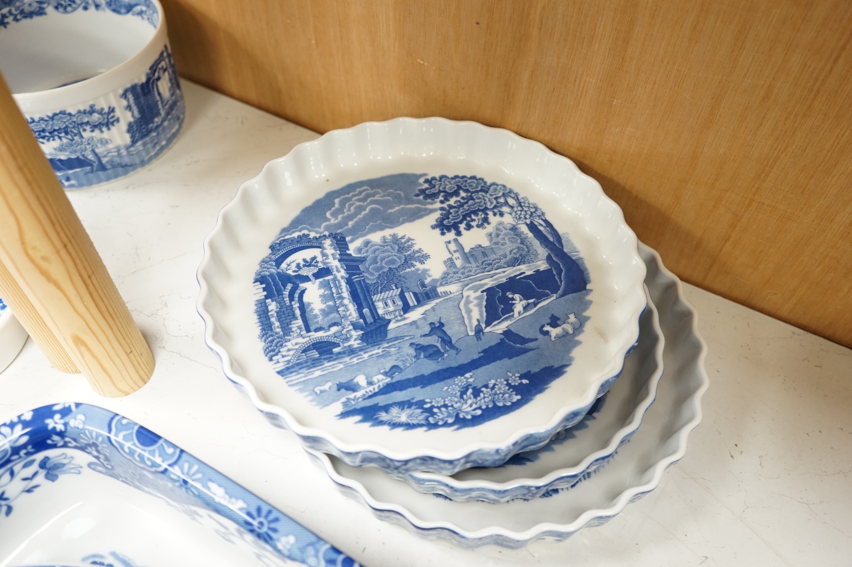 A collection of Spode Italian dinner and oven ware, largest 37cm wide